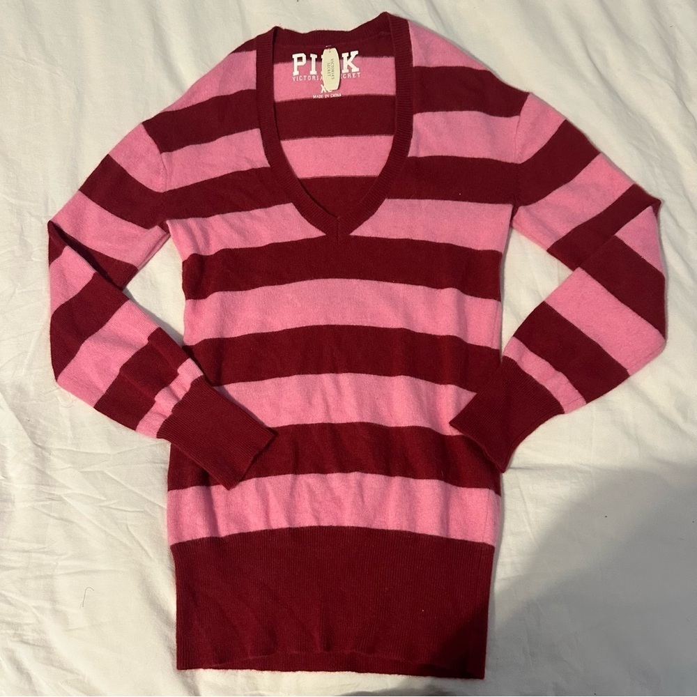 Y2K PINK Victoria Secret Stripped Long Sleeve Shirt